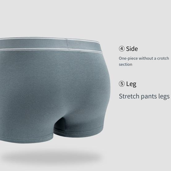 Mens Cotton Boxers Briefs Summer Moisture Wicking Underwear Solid Color Breathable Stretch Wide