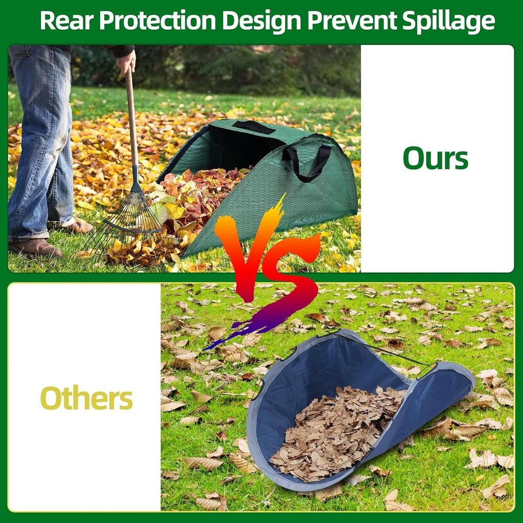 30 Gallon Leaf Collector, Leaf Bag Chute, Portable Pop Up Leaf Bags, Foldable Dustpan Leaf Pick Up Tools Leaf Loader, Reusable Yard Garden Bags for