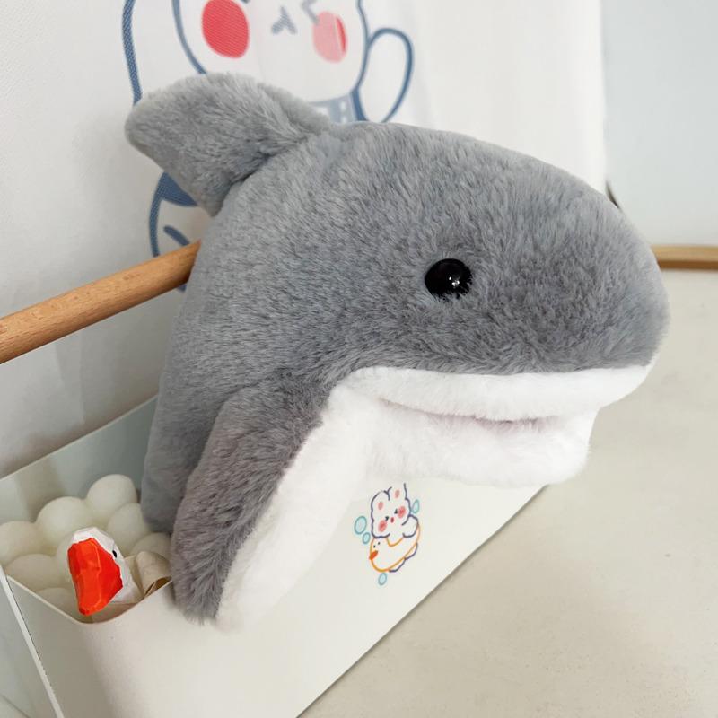 Stuffed Plush Animal Toys Gray Shark Hand Finger Story Puppet Cute Dolls Educational Baby Toys Simulated Shark Children Gift