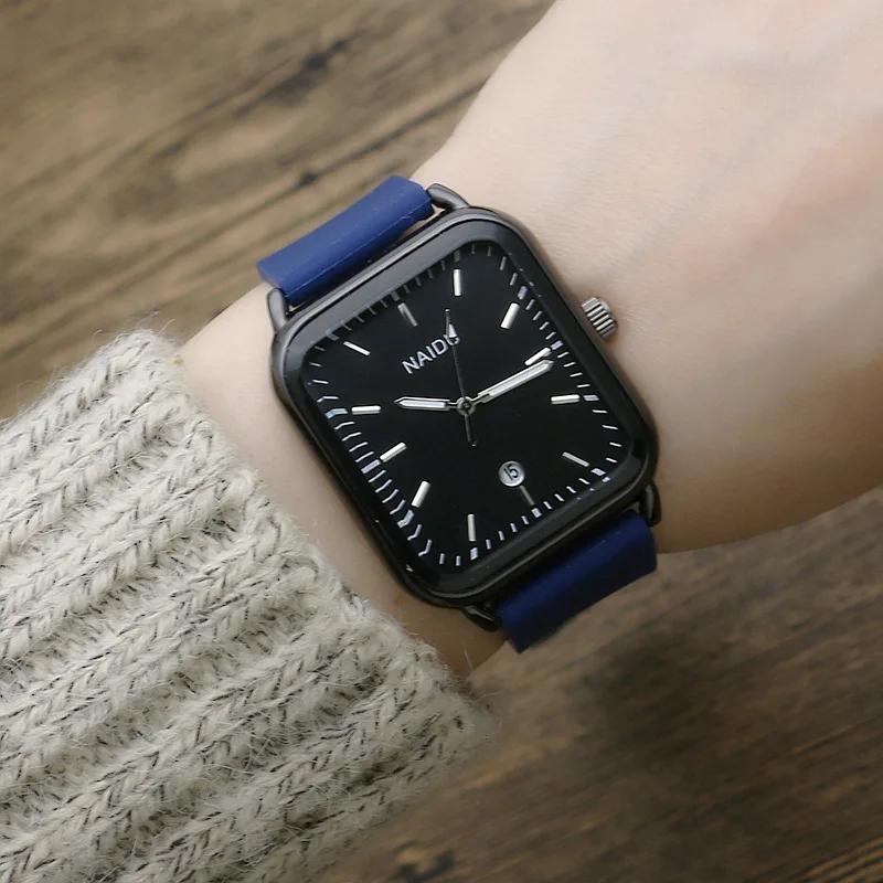 Rectangle Calendar Male Female Watch Fashion Student Silicone Watch Belt Simple Quartz Watch Relogio Feminino Zegarek Damski