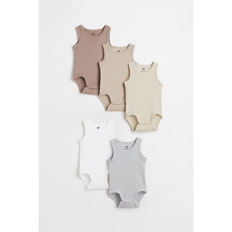 

HM Детская одежда 5 шт. Детские комбинезоны Летние Тонкие Нового типа Детские Без рукавов Круглый вырез Комбинезон на кнопках 1088019 Light beige/Mixed light gray 90/48