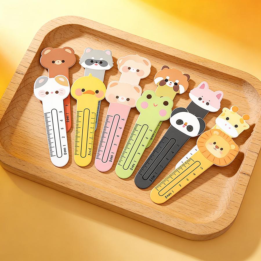 100/200pcs 10.5cm Paper Ruler Bookmarks Cute Animal Pattern Multifunctional Ruler Bookmark Stationery Gift Rewards for Students
