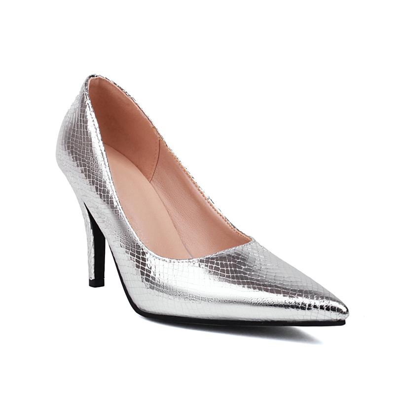 Damen Pumps Spitzschuh Dünne Hohe Absätze Prägnantes Design Handschuhschuhe Damenmode Schuhe Frühling Herbst Schwarz Silber 46