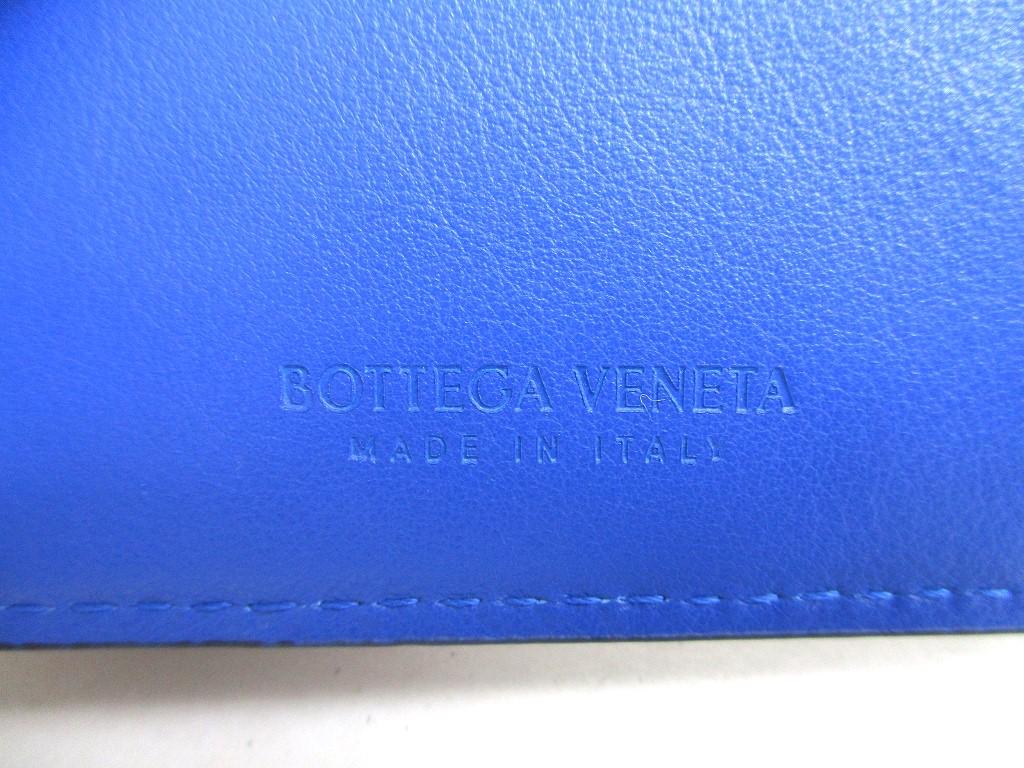 Authentic BOTTEGA VENETA Intrecciato Black Blue Leather Bifold Wallet Compact Wallet #a425  Refurbished