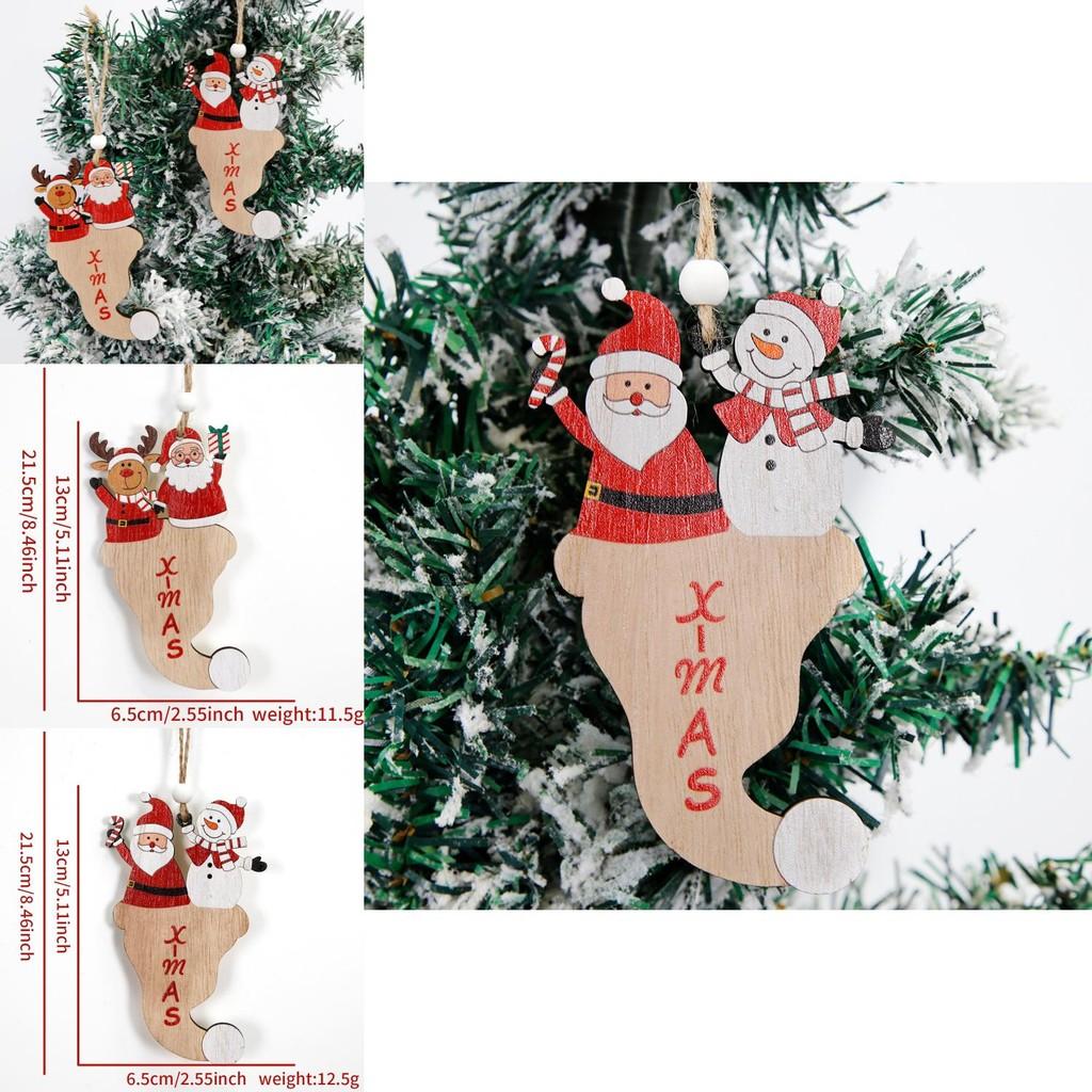 Playful Christmas Wooden Ornaments Featuring Santa And Snowman Hats For Joyous Celebrations Holiday