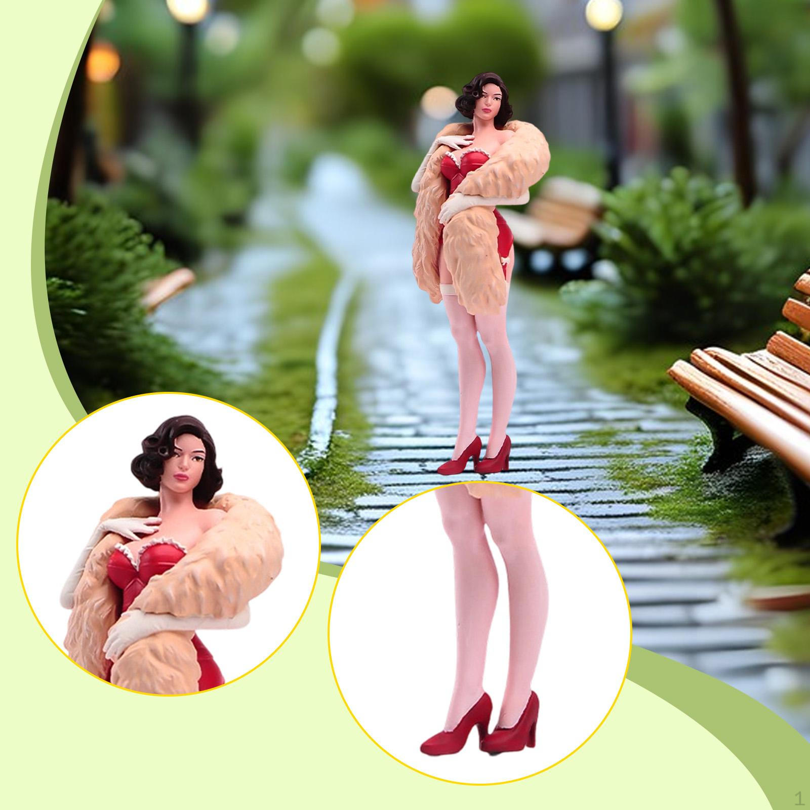 1/24 Figure Model Resin Figurine Cloaked Lady Casual Collectible Train Railway Decor DIY Projects