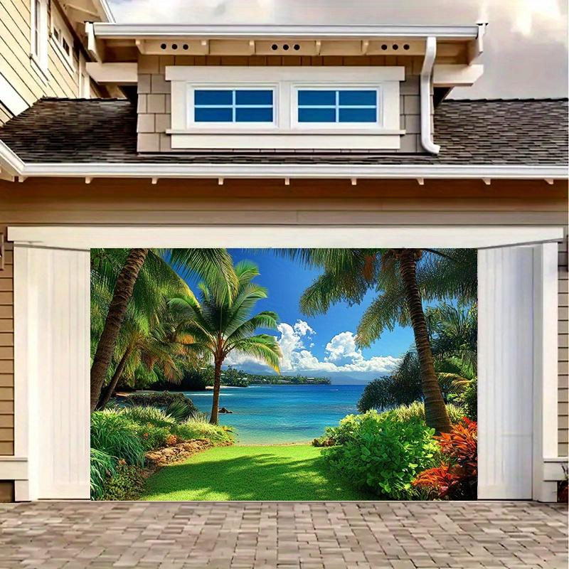 2D Plane Tropical Beach Scenery Background Fabric Colorful Natural Landscape Suitable for Home Decoration Polyester Fiber