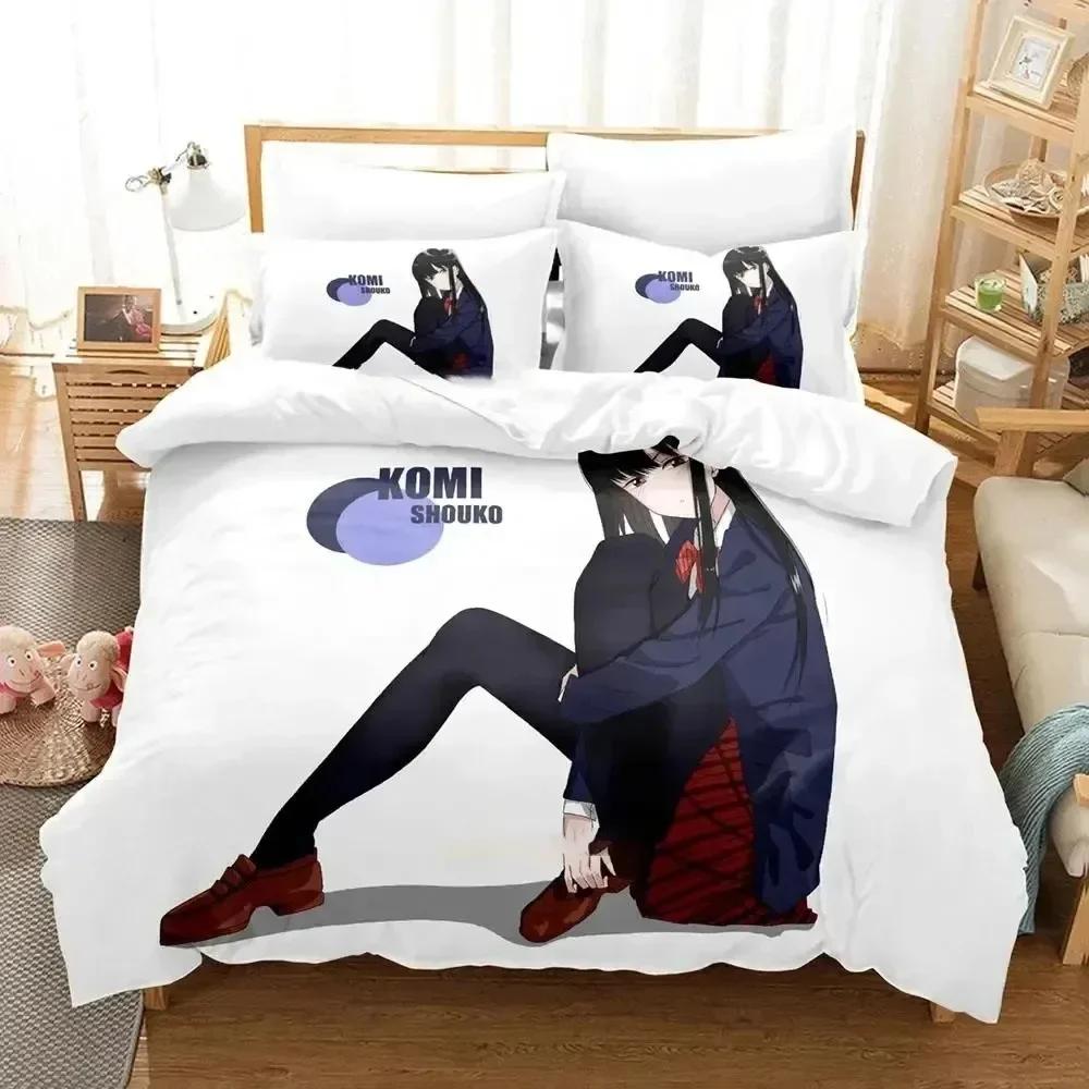 Luxury New 3D Print Anime Komi Can't Communicate Bedding Set Duvet Cover Bed Set Quilt Cover Pillowcase Queen Size Boys Adult