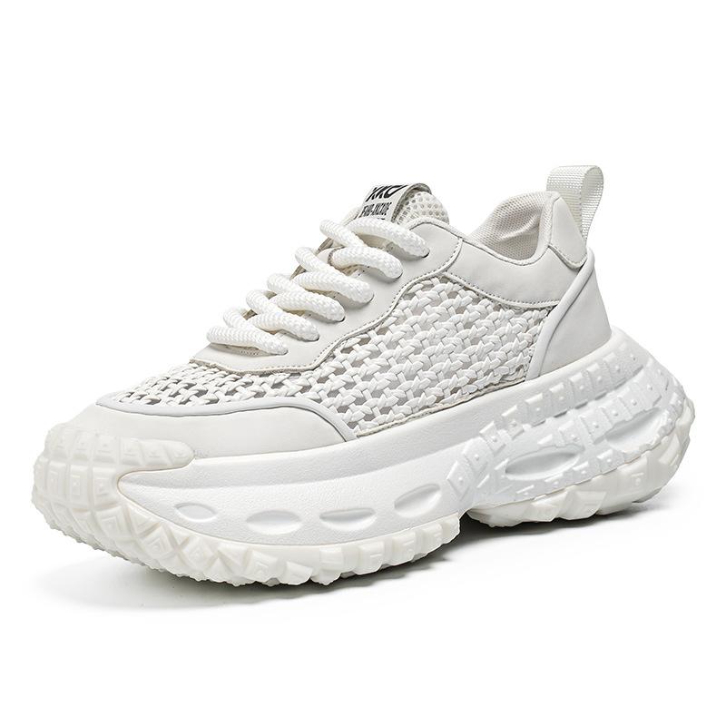 

Men s shoes summer mesh breathable casual sports shoes men s trend Korean version thick-soled heightening little white dad shoes trendy shoes 39
