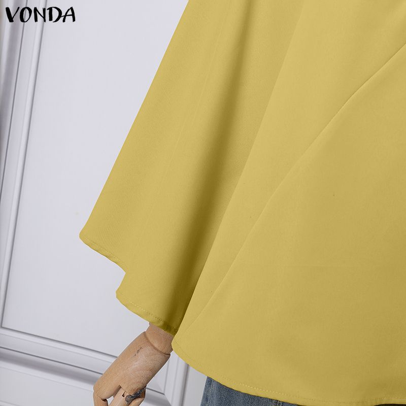 VONDA Women Round Neck Batwing Sleeve Casual Loose Oversized Blouse Tops
