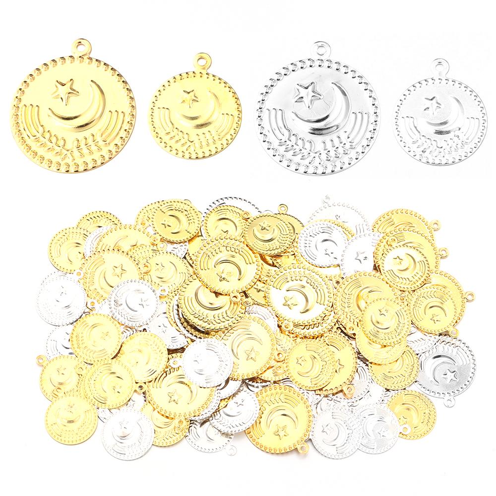 50/100pcs 15/20mm Turkey Vintage Iron Sheet Pendant Round Pendant For Jewelry Making DIY Charms Necklace Earrings Accessories