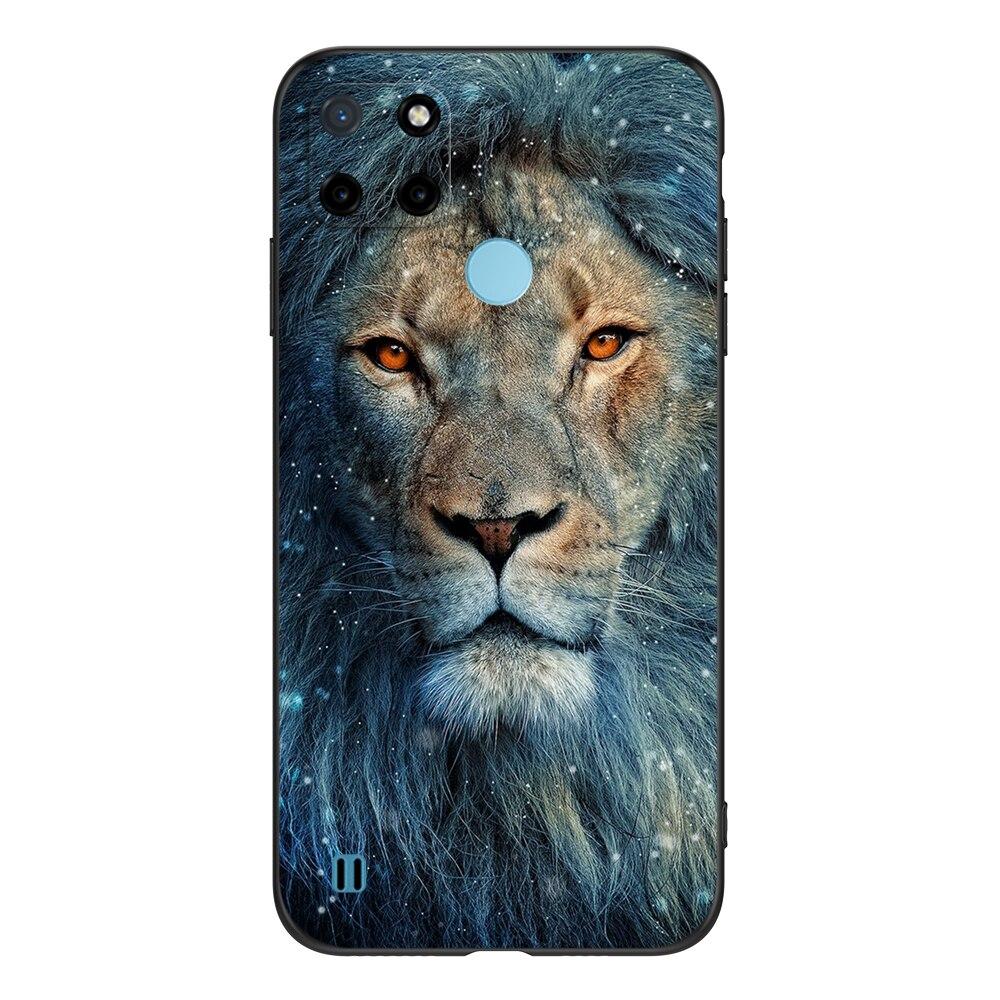 For Realme C21Y C25Y Case For OPPO Realme C21Y C25Y 4G Soft Case RMX3261 Coque 6.5inch Black Tpu Case Lion Wolf Tiger Dragon