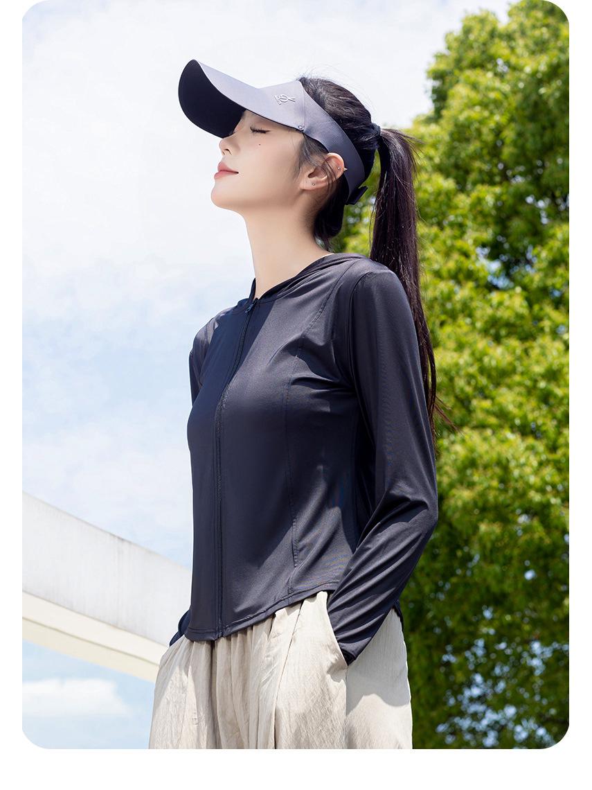

Sun Protection Women s Stand Collar Ice Silk Yoga Jacket - Breathable, Thin, Loose, and Slimming for Outdoor Summer Wear. XL (60-70 kg)