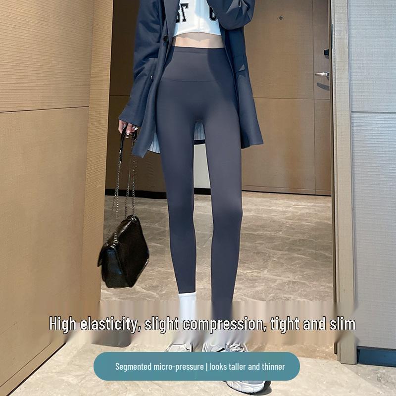 Women's Gray Barbie Yoga Pants - Fleece-Lined, Thick, Tight Leggings for Autumn/Winter 2025