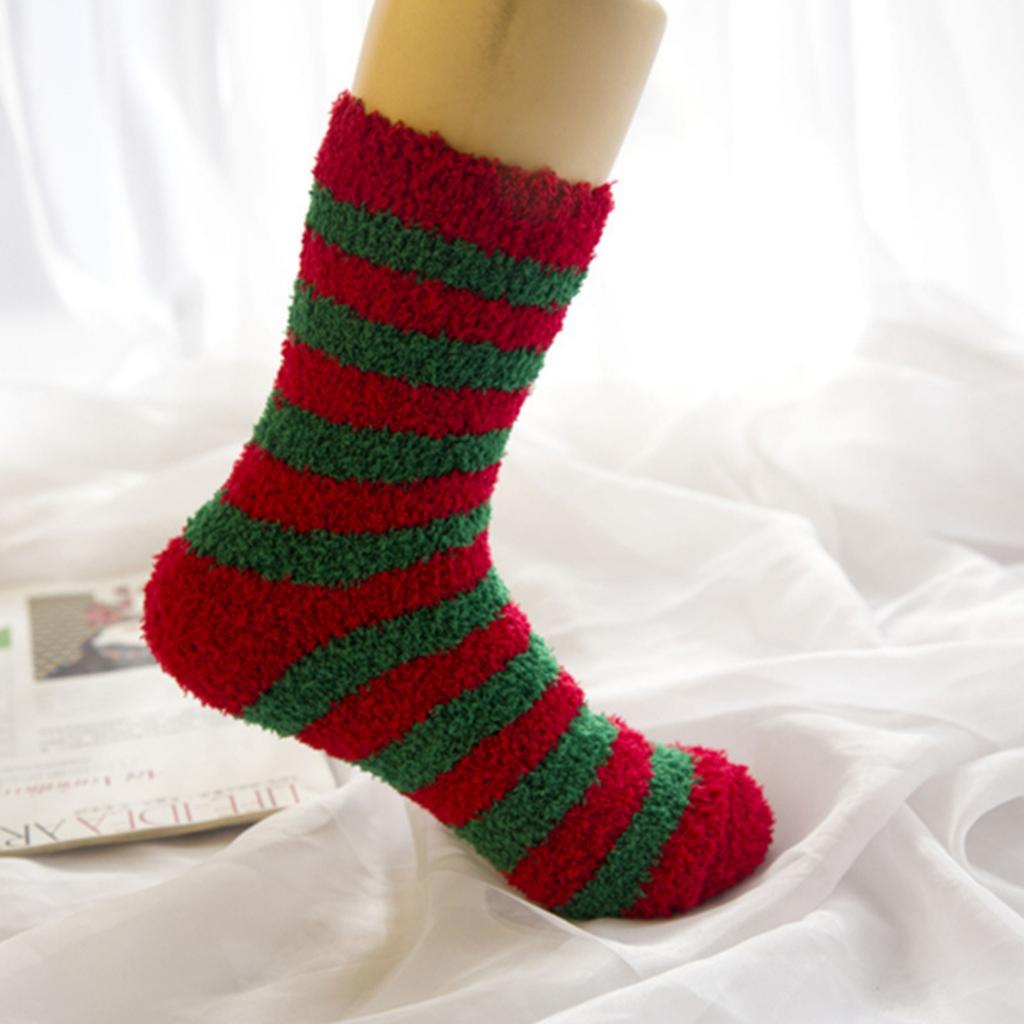 Women's Winter Thickened Coral Fleece Socks Warm Half-fleece Socks Towel Socks Home Cartoon Sleep Socks Thickened Christmas Socks