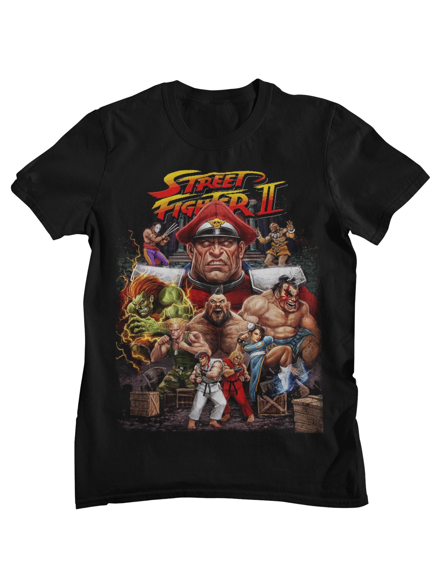 Street Fighter II M Bison Retro Game T Shirt Ryu ChunLi Blanka Zangief Arcade Fighting Graphic Tee Streetwear Cotton Oversized S