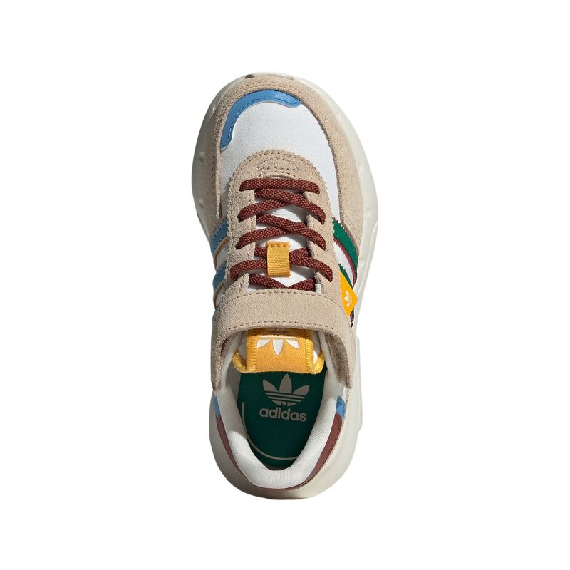 Adidas Originals Retropy F2 CF EL Trendy Sports Non-Slip Wear-Resistant Low-Top Casual Shoes Kids sneaker White Green Light-Brown JR7989