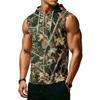 Men’s Athletic Sleeveless Hoodie with Drawstring Hood and Front Pocket Casual Loose Fit Camouflage Patterned Vest Top