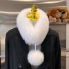 South Korea's New Fox Fur Scarf Cute Ball Scarf Autumn and Winter Temperament Warm Fashion Thickened Fur Collar