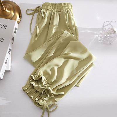 Ice Silk Sweatpants for Women In Summer Thin Draping Loose High Waist Slimming Fashionable Wide-leg Harun Straight Casual Pants