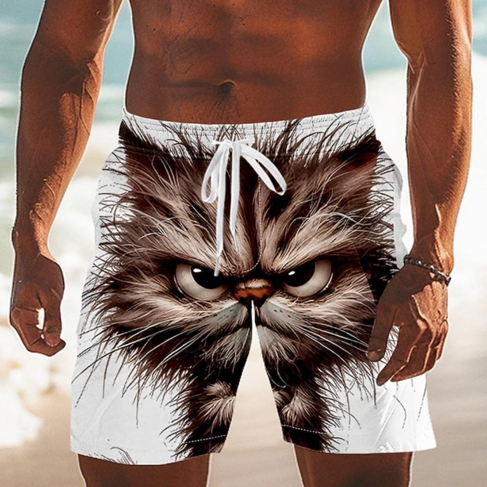 Lustige Tierente 3D-Druck Herren Strandshorts Schnelltrocknend Kordelzug Elastisch