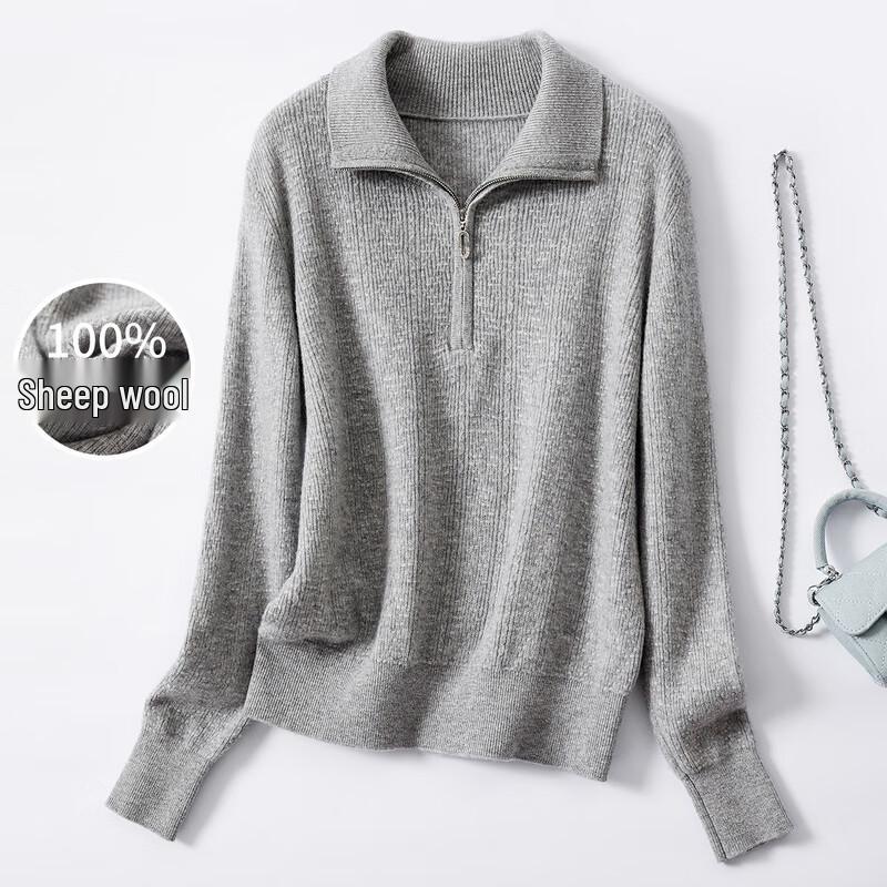 

Женский свитер на молнии из 100% шерсти мериноса M