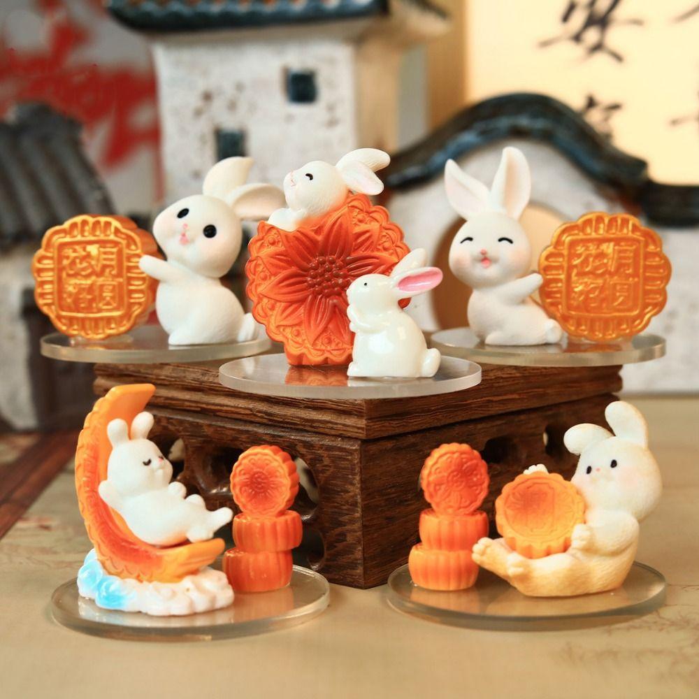 Creative Rabbit Mooncake Figurines Exquisite Micro Landscape Decoration  Easter