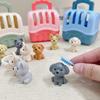 8pcs/set Children  Playing House Toys Dog Pet Basket,  Dog Doll Set Dog Cage,  Feeding Pets Puppies and Cats Take Showers