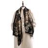 Sense of design Water town literary style retro thickened oil painting scarf Women's imitation cashmere light luxury dual-purpose scarf Shawl