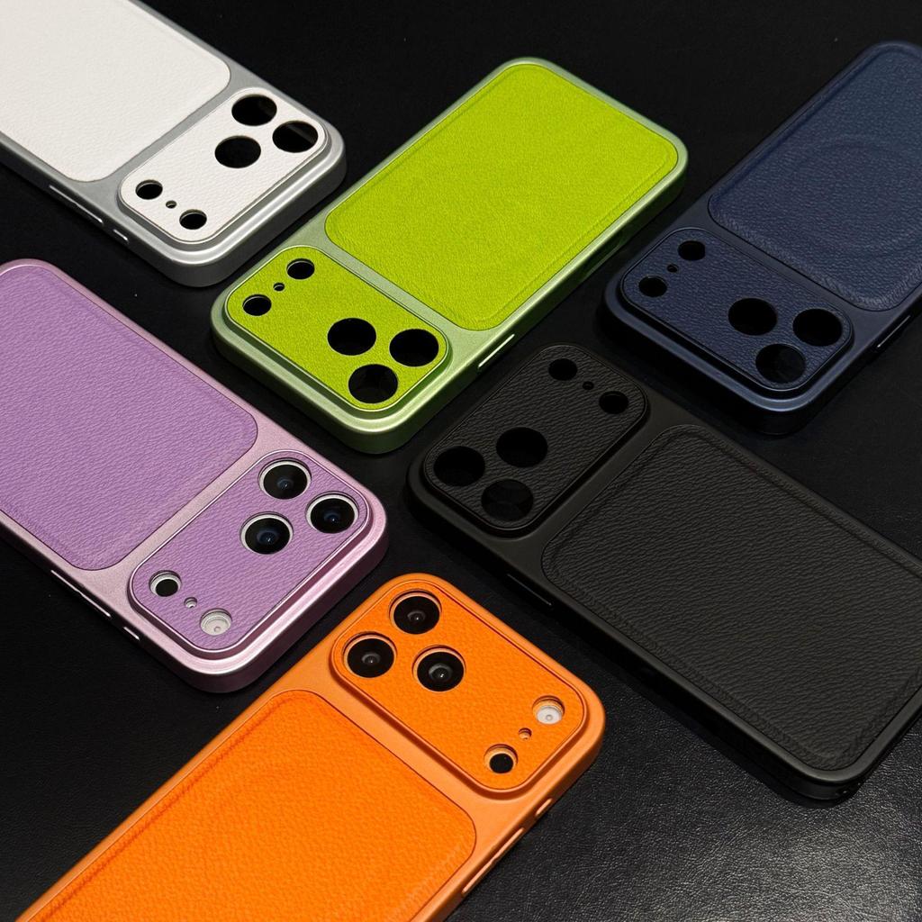 Lychee Pattern Skin Sticker & Magnetic Case for iPhone 17 Pro Max - Apple 16 Solid Leather