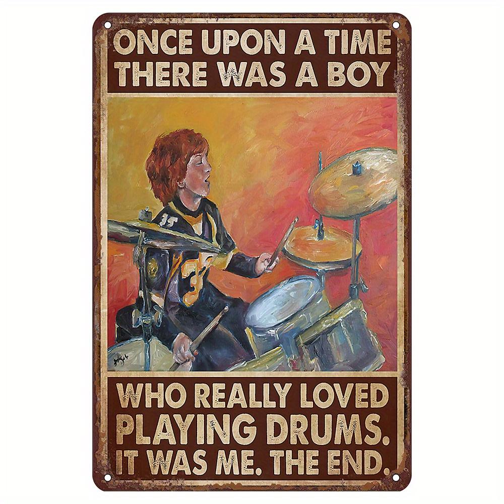 Vintage Schlagzeuger Anhänger Metall Blechposter Schlagzeug Metall Blechschild Poster Platte für Schlagzeuger Café Garage Fitnessstudio oder Boxclub Dekor
