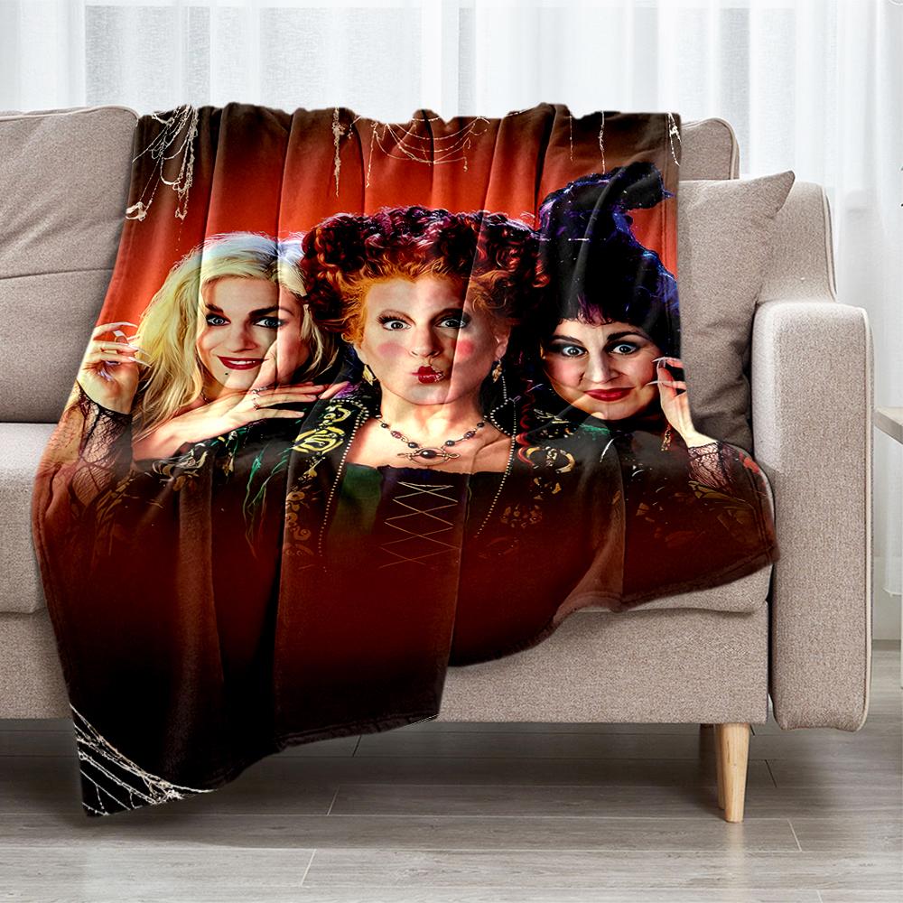 Hocus Pocus Theme Printed Blanket - Perfect for Couch, Bed, Travel & Outdoor Use | Machine Washable, Cozy & Durable.