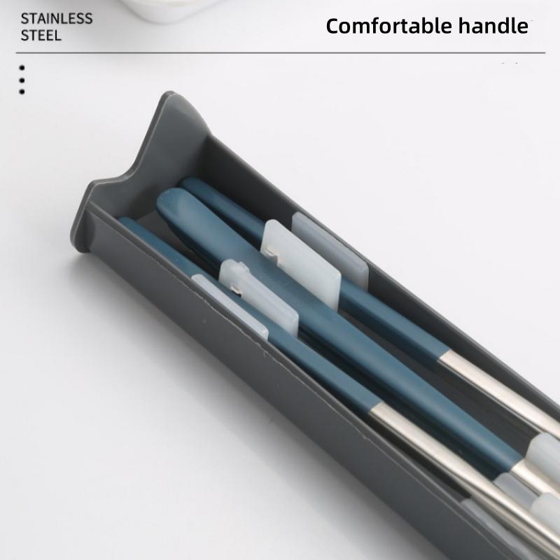 304 Stainless Steel Spoon Fork Chopsticks Cutlery Set Portable Dinnerware Kit Lunch Tableware Box Travel Kitchen Accessories