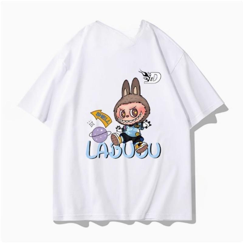 LABUBU Collaboration Short-sleeved T-shirt for Men in Summer, Labubu Doll Accessories, Loose and Versatile Clothes, Half-sleeved