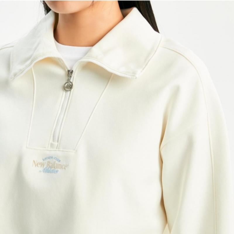 New Balance Long Sleeve Tee Kqj Nbnce1W212 64 W Signature Semi Crop Half Zip Up SWeatShirt  S