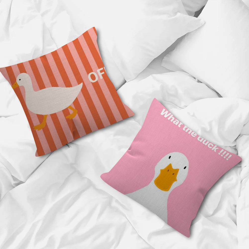 What The Duck Print Art Funny Decorative Room Aesthetics Pillow Case Home Decor Bedroom Sofa Bed Couch Pillow Cover 45x45