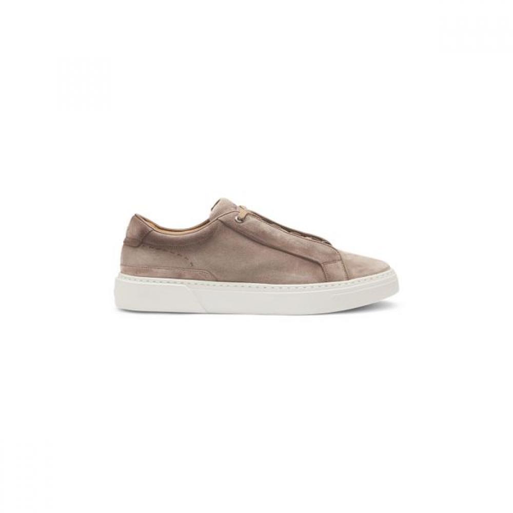 Boss Elastic Racing System Suede Sneakers Dark Beige Gary