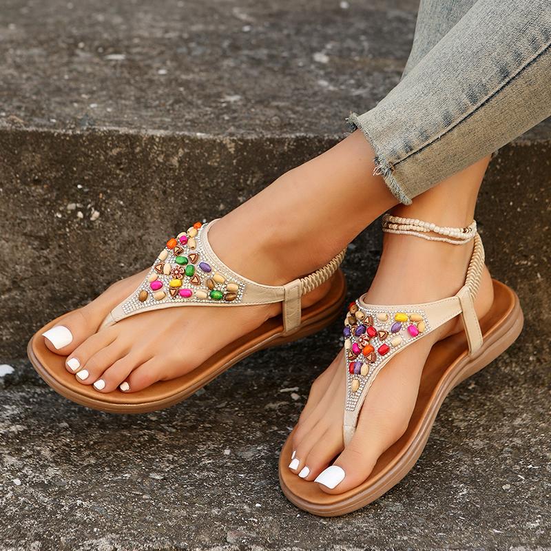 Lucyever Estilo Boêmio Sandálias de Salto Baixo para Mulher Verão 2024 Tamanho Grande Sandálias de Dedo Feminina Plataforma Antiderrapante Roma Sandalias