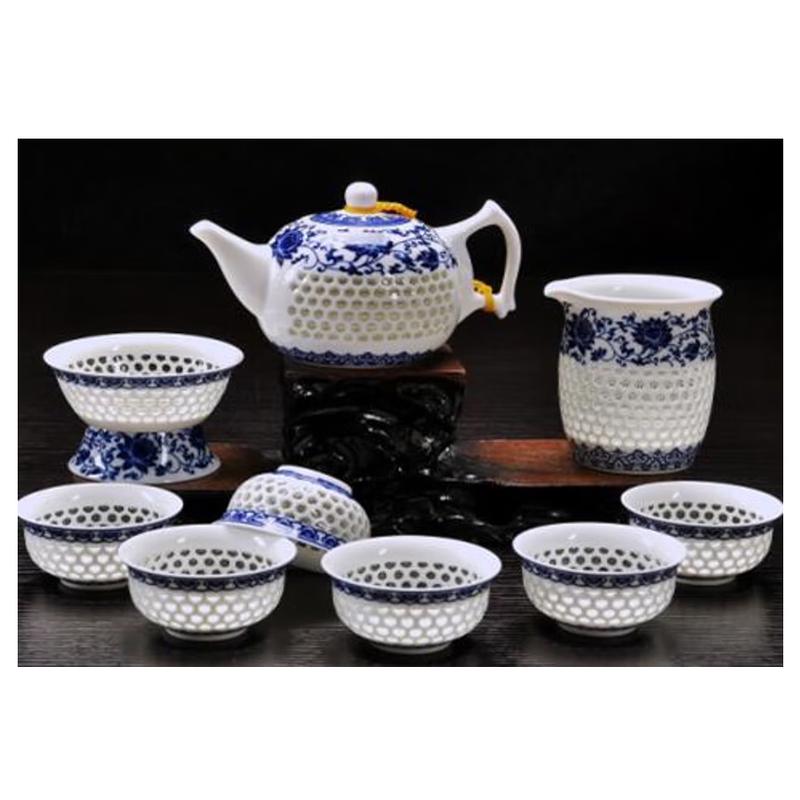 Shengdahao Blue and White Porcelain 10-Piece Tea Set