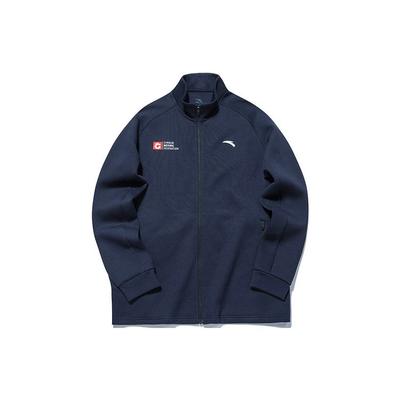 Anta Trainingsserien-Logo Buchstaben-Print Lockere Jacke Herrenjacke Blau 152137716-2
