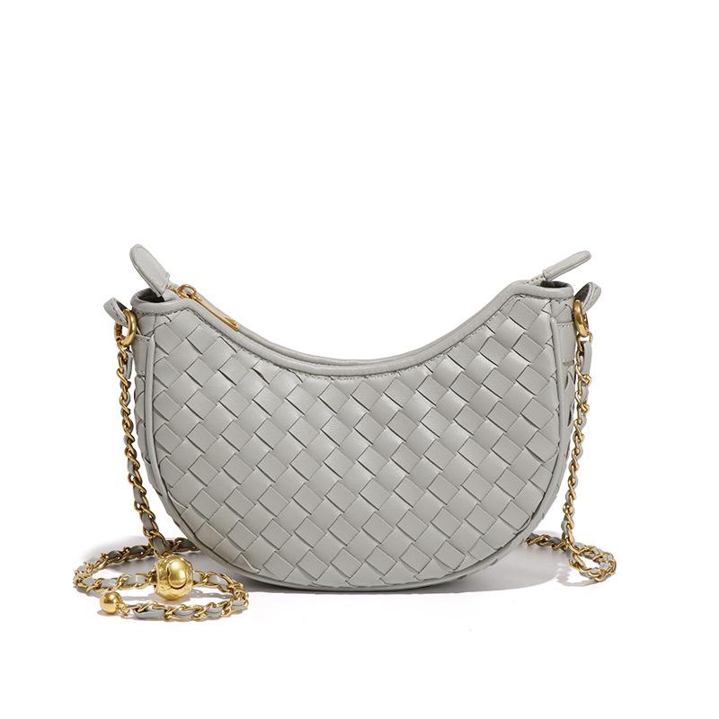 Women's Bags, Crescent-shaped Bags, Trendy Woven Single-shoulder Bags, Macaron Crescent Moon Bags, Casual Crossbody Moon Bags