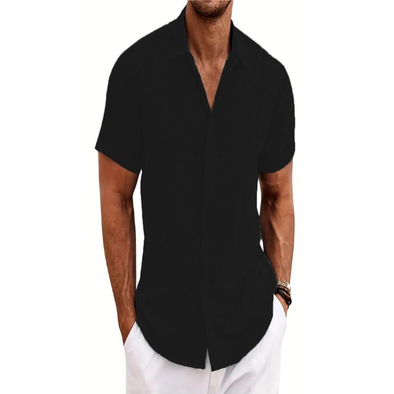 Men Plus Size Loose Short Sleeve Casual Beach Shirt