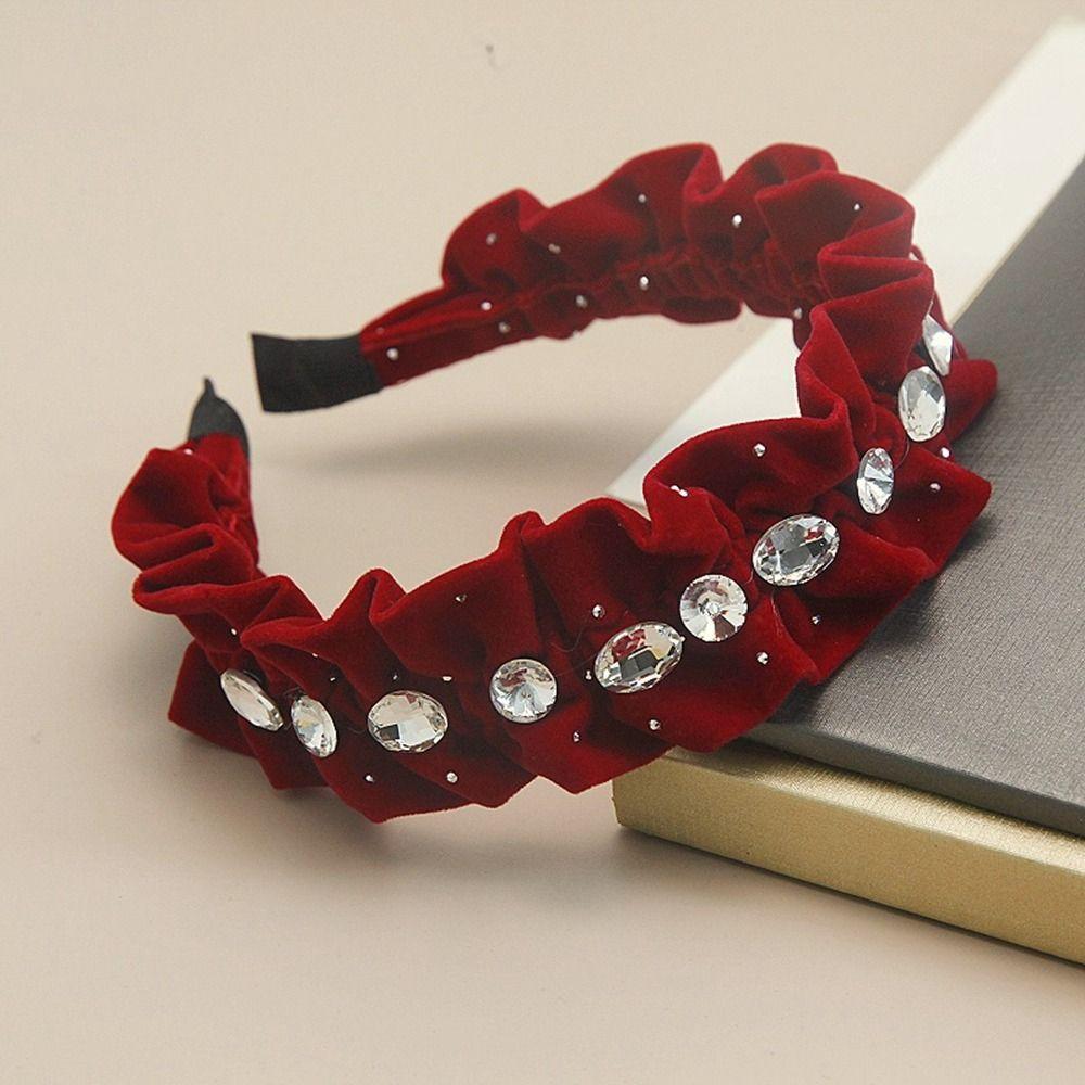 Wide Edged Crystal Bow Headband Solid Color Wide Edged Headband Fashion Bow Hair Hoop  Women Girls