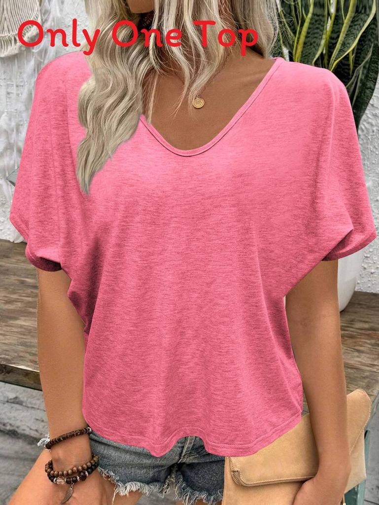Casual Summer T Shirt With V Neck Short Sleeve Cotton Polyester Fabric For Comfortable Daily Wear