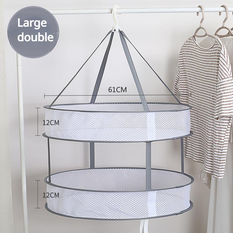Foldable Double-layer Clothesline Socks Sweater Socks Artifact Clothesline Flat Mesh Bag Clothesline Drying Net 1PC