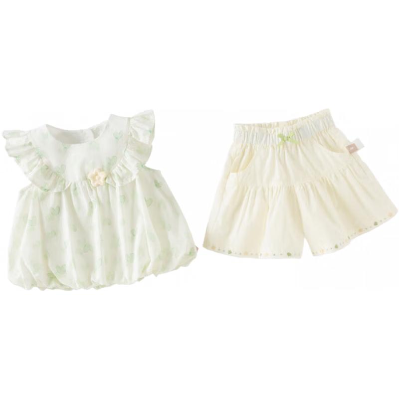 DAVE & BELLA Girls  Cotton Short-Sleeve Shorts Set 100cm