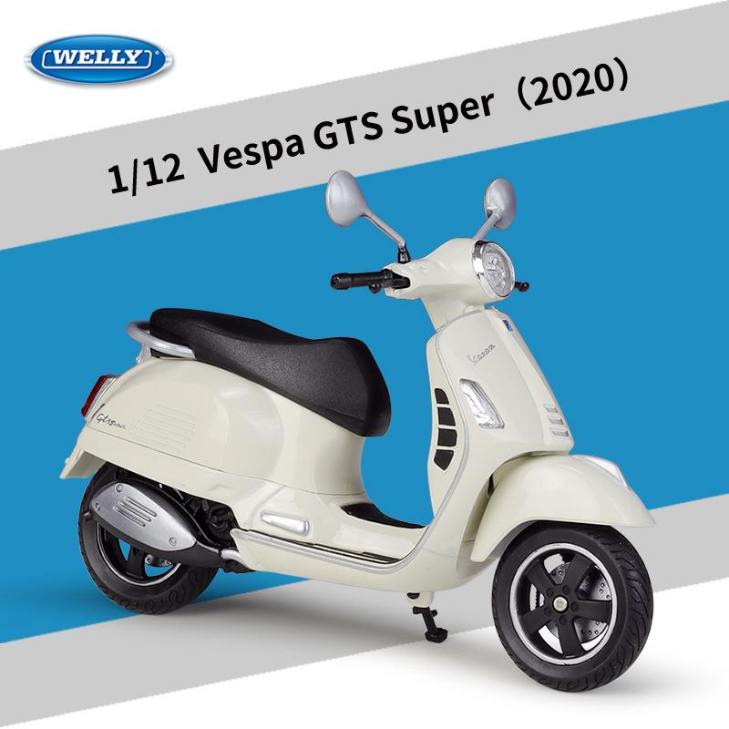 Welly 1/12 Vespa GTS Super 2020 Alloy Classic Leisure Motorcycle Model Simulation Metal Street Motorcycles Model Childrens Gifts