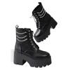 New autumn and winter platform high heel large size punk style chain low boots women's boots