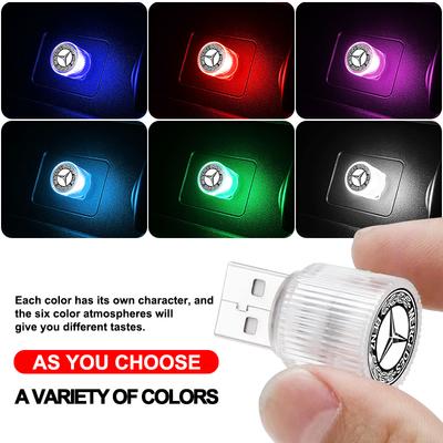 1Pcs USB Car LED Light Auto Interior Atmosphere Light Car Emblem Styling For Mercedes Benz Amg W203 W204 W205 W211 W463 W210 W212 W213 W218
