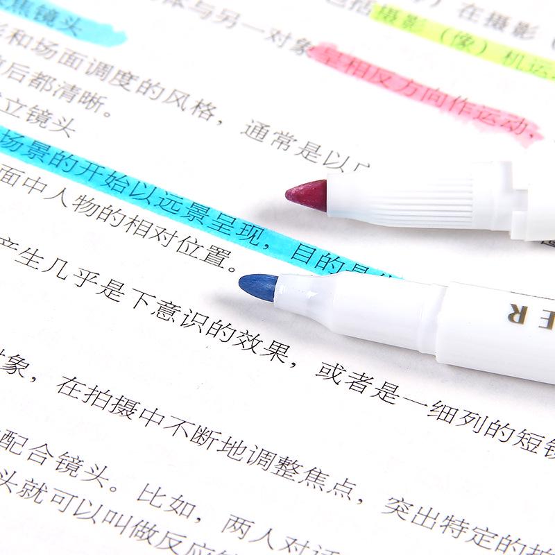 Zhi 618 Student Dual-Tip Fluorescent Pen - Gray, Soft Light & Dark Retro Colors for Highlighting & Marking
